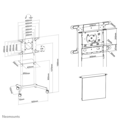 Neomounts NS-M1250WHITE TV trolley 37-70" - rotatable - Image 16