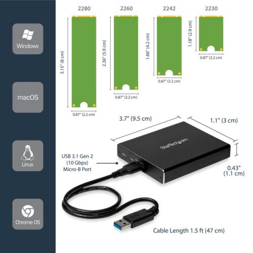 StarTech.com Dual-Slot Drive Enclosure for M.2 SATA SSDs - USB 3.1 (10Gbps) - RAID - Image 8