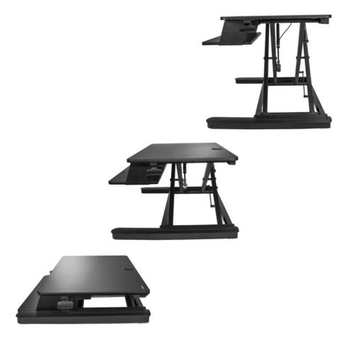 StarTech.com Sit Stand Desk Converter with Keyboard Tray - Large 35” x 21" Surface - Height Adjustable Ergonomic Desktop/Tabl - Image 2