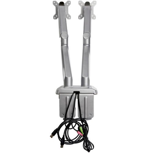 StarTech.com Desk Mount Dual Monitor Arm with USB & Audio - Desk Clamp VESA Mount for up to 32 inch Displays - 2x USB, 2x 3.5mm - Image 2