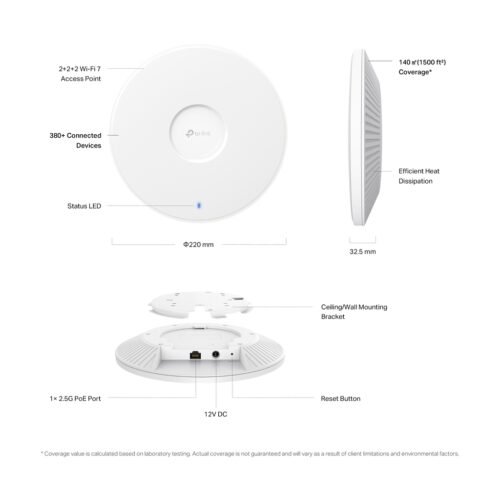 TP-Link Omada BE9300 Ceiling Mount Tri-Band Wi-Fi 7 Access Point - Image 6