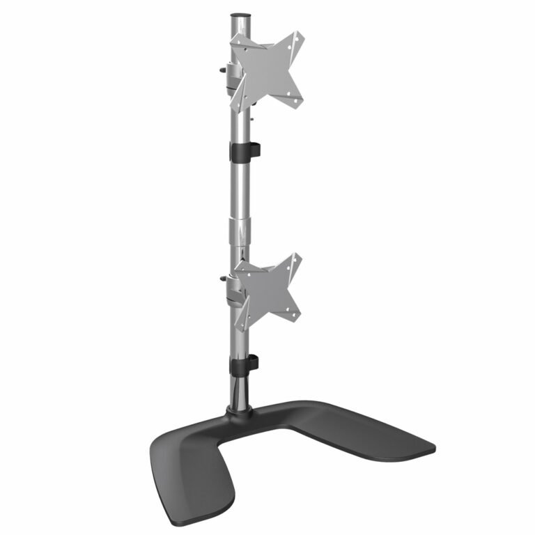 StarTech.com Vertical Dual Monitor Stand - Ergonomic Desktop Stacked Two Monitor Stand up to 27 inch VESA Mount Displays - Free
