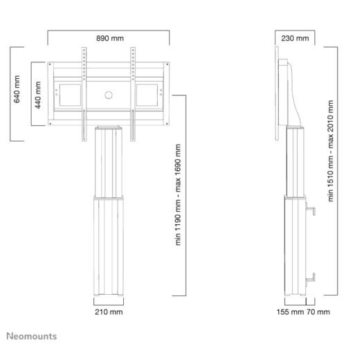 Neomounts PLASMA-W2500BLACK TV floor stand 42-100" - wall - motorised - Image 7