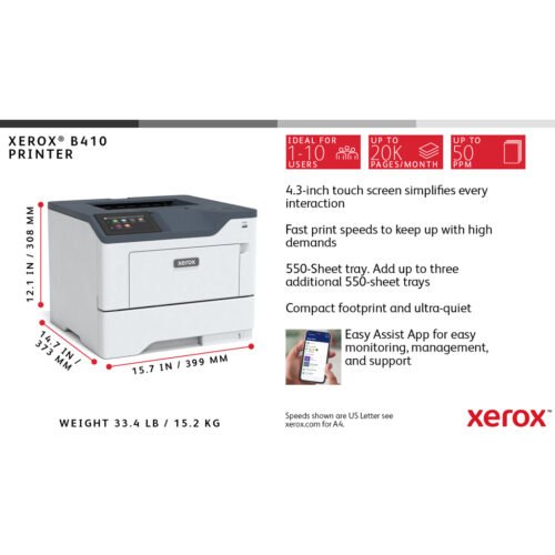 Xerox B410 A4 47ppm Duplex Printer PS3 PCL5e/6 2 Trays Total 650 Sheets - Image 11