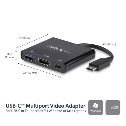 StarTech.com USB-C Multiport Adapter with HDMI - USB 3.0 Port - 60W PD - Black - Image 2