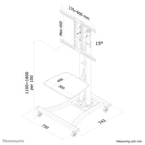Neomounts PLASMA-M1800E TV trolley 27-70" - Image 6