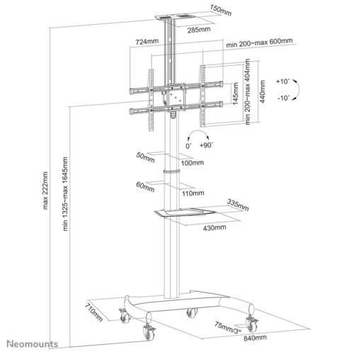 Neomounts PLASMA-M1900E TV trolley 37-70" - rotatable - Image 18