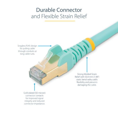 StarTech.com 0.50m CAT6a Ethernet Cable - 10 Gigabit Shielded Snagless RJ45 100W PoE Patch Cord - 10GbE STP Network Cable w/Str - Image 11