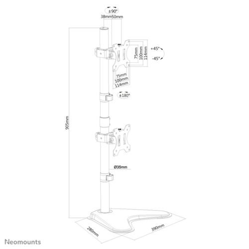 Neomounts FPMA-D550DDVBLACK Monitor stand 10-32" - vertical installation - Image 3