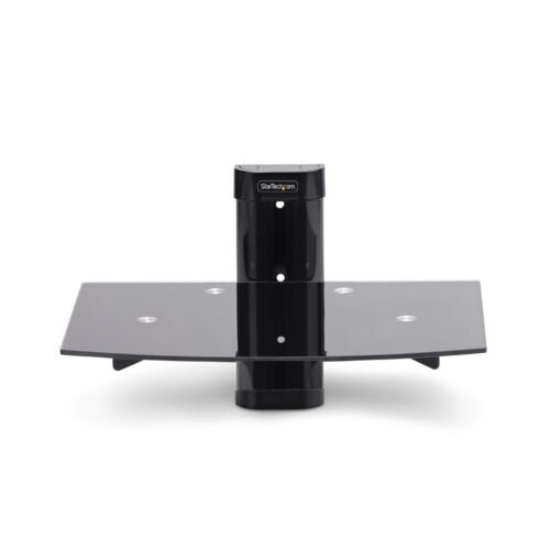 StarTech.com Floating Wall-Mounted AV Shelf, Adjustable Height Shelf For Under TV, Organize A/V Equipment On Black Tempered Gla - Image 8