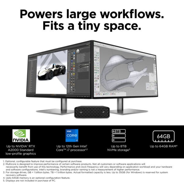 HP Z2 G9 Intel® Core™ i7 i7-12700 32 GB DDR5-SDRAM 1 TB SSD NVIDIA T1000 Windows 11 Pro Mini PC Workstation AI Works - Image 4