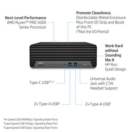 HP EliteDesk 805 G6 AMD Ryzen™ 5 PRO 4650G 16 GB DDR4-SDRAM 512 GB SSD Windows 10 Pro SFF PC Black - Image 5
