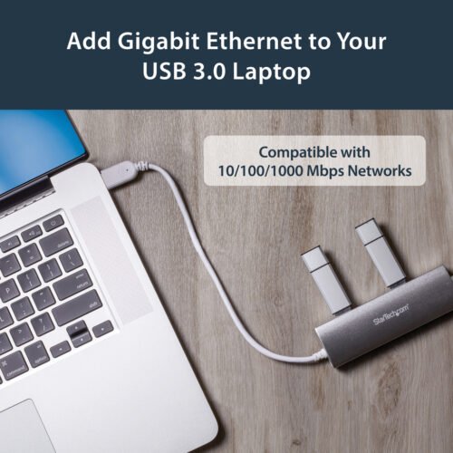 StarTech.com 3-Port Portable USB 3.0 Hub plus Gigabit Ethernet - Built-In Cable~3-Port Portable USB 3.0 Hub plus Gigabit Ethern - Image 8
