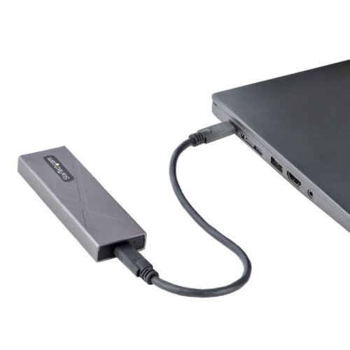StarTech.com USB-C 10Gbps to M.2 NVMe or M.2 SATA SSD Enclosure - Tool-free External M.2 PCIe/SATA NGFF SSD Aluminum Case - USB - Image 7
