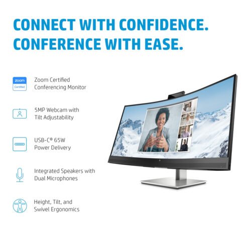 HP E34m G4 WQHD Curved USB-C Conferencing Monitor - Image 8