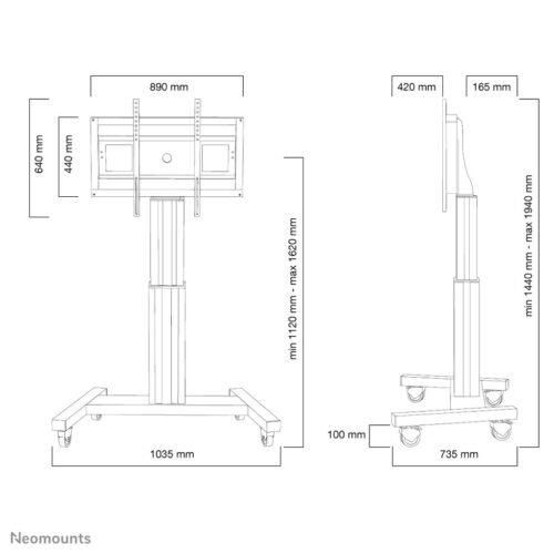 Neomounts PLASMA-M2500BLACK TV trolley 42-100" - motorised - Image 9