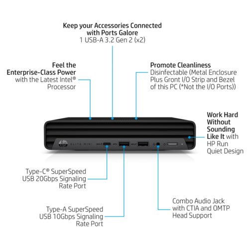 HP Elite 800 G9 Intel® Core™ i7 i7-12700T 16 GB DDR5-SDRAM 512 GB SSD Windows 11 Pro Mini PC Black - Image 7