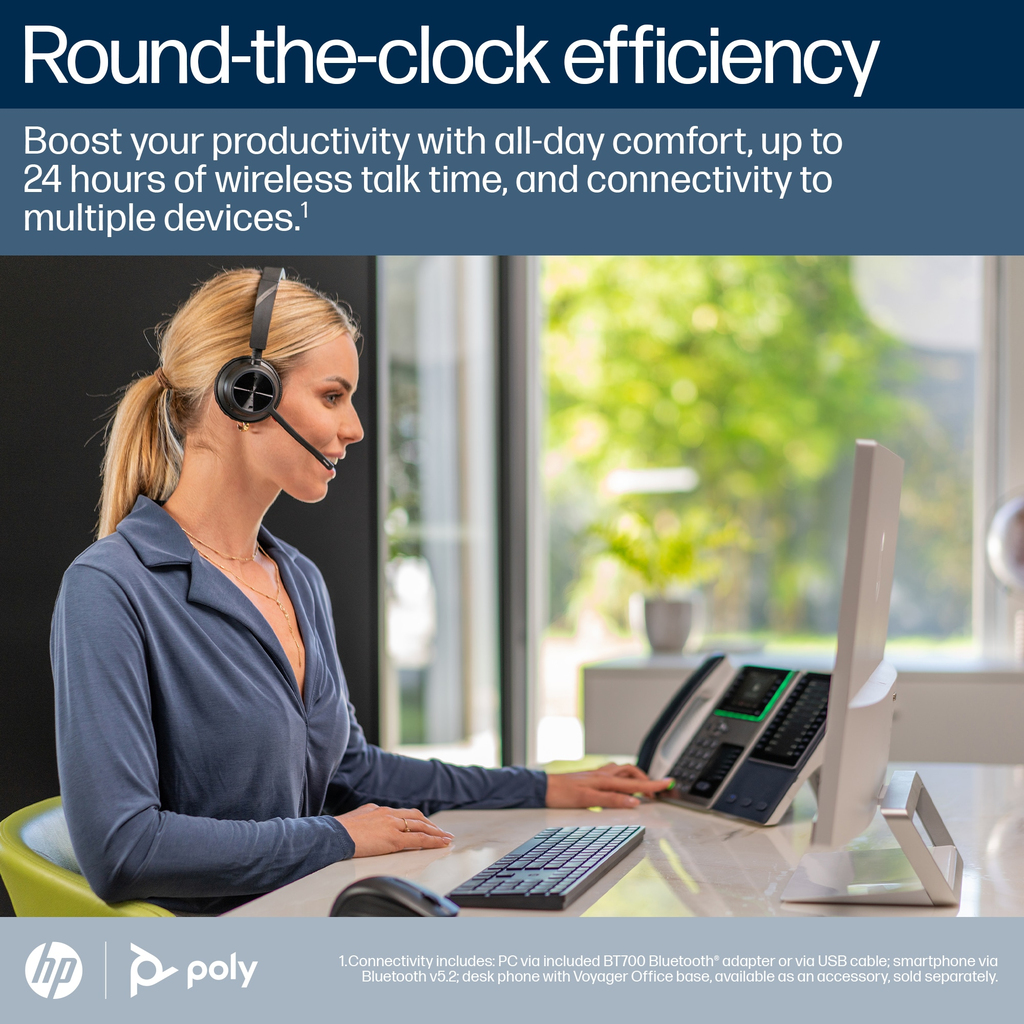 POLY Voyager 4310 Microsoft Teams Certified Headset +BT700 dongle +Charging Stand - Image 3