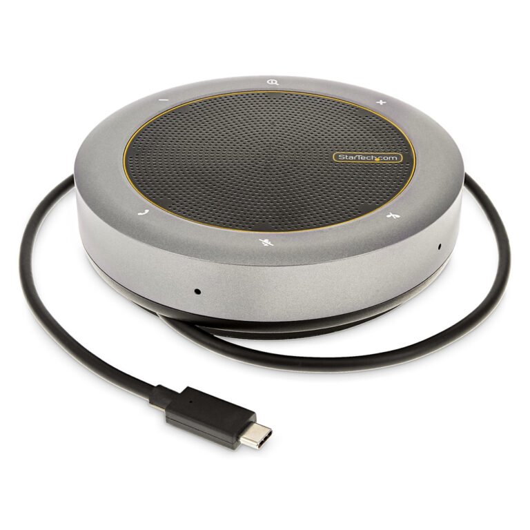 StarTech.com USB-C Speakerphone Docking Station, Mini Portable Conference Speaker and Audio Dock, USB-C to VGA/4K HDMI, 2x USB-