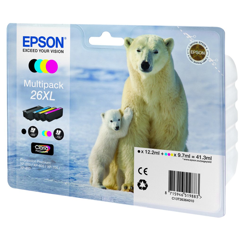 Epson Polar bear Multipack 4-colours 26XL Claria Premium Ink - Image 2