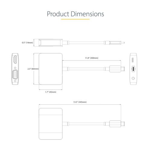 StarTech.com USB C Video Adapter, USB C to HDMI VGA Multiport Adapter, 3.5mm Audio, 4K 60Hz HDR, 100W PD Pass-Through, Thunderb - Image 15