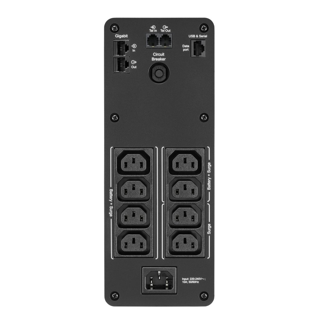 APC Back-UPS Pro, 1200VA/720W, Tower, 230V, 8x IEC C13 outlets, Sine Wave, AVR, USB Type A + C ports, LCD, User Replaceable Bat - Image 3