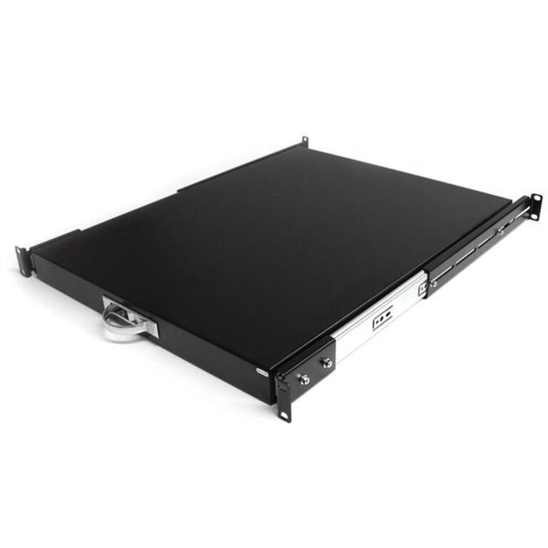 StarTech.com 1U Sliding Server Rack Mount Keyboard Shelf Tray, 55lbs (25Kg), 22in (55cm) Deep Steel Pull Out Drawer for 19" AV,