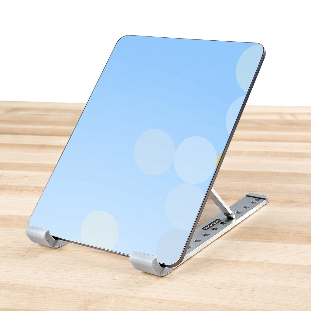 StarTech.com Foldable Laptop Riser Stand, Portable Height Adjustable Ergonomic Laptop Stand, Ventilated Aluminum Frame Supports - Image 6