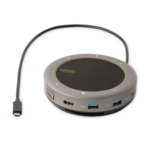 StarTech.com USB-C Speakerphone Docking Station, Mini Portable Conference Speaker and Audio Dock, USB-C to VGA/4K HDMI, 2x USB- - Image 8