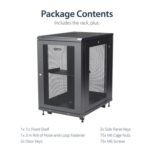 StarTech.com 4-Post 18U Server Rack Cabinet, Lockable 19" Data Rack Cabinet for Computer / AV / IT Equipment, Office / Home Net - Image 7