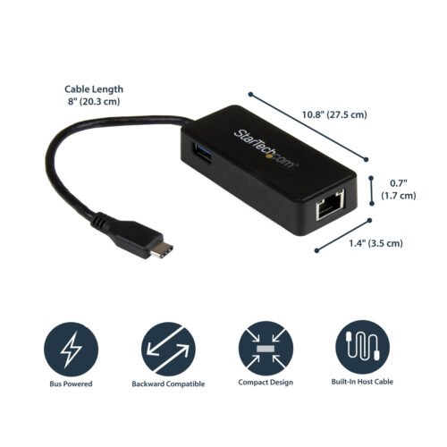 StarTech.com USB-C to Gigabit Network Adapter with Extra USB 3.0 Port - Image 7