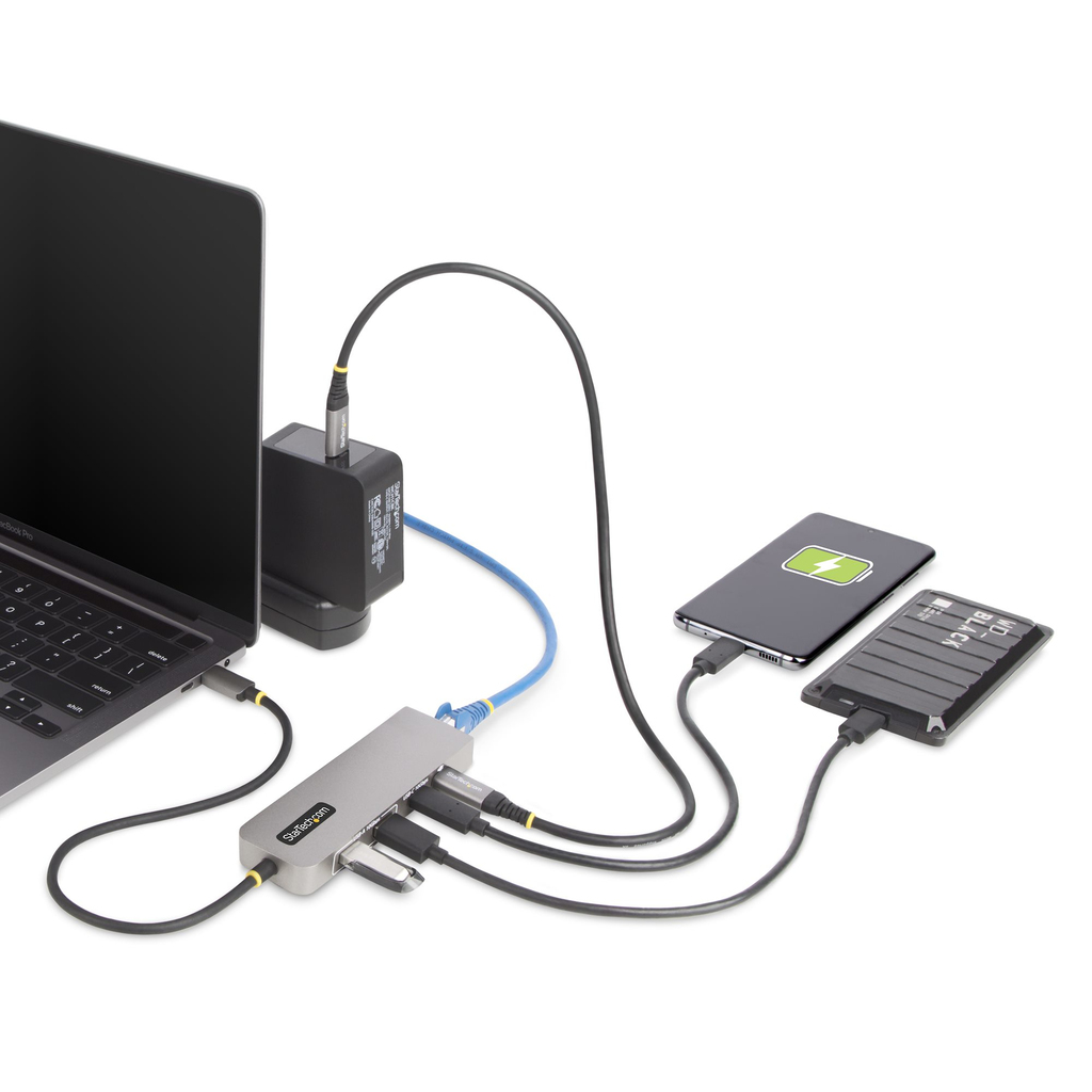 StarTech.com 3-Port USB-C Hub with 2.5 Gbps Ethernet and 100W Power Delivery Pass-Through Port, USB 3.2 10Gbps, 2x USB-A/1x USB - Image 4