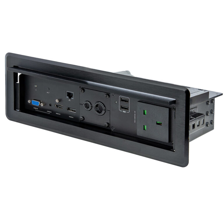 StarTech.com Conference Table Box for AV Connectivity & Power/Charging - 4K HDMI output with HDMI, DP, & VGA Inputs, GbE, Audio