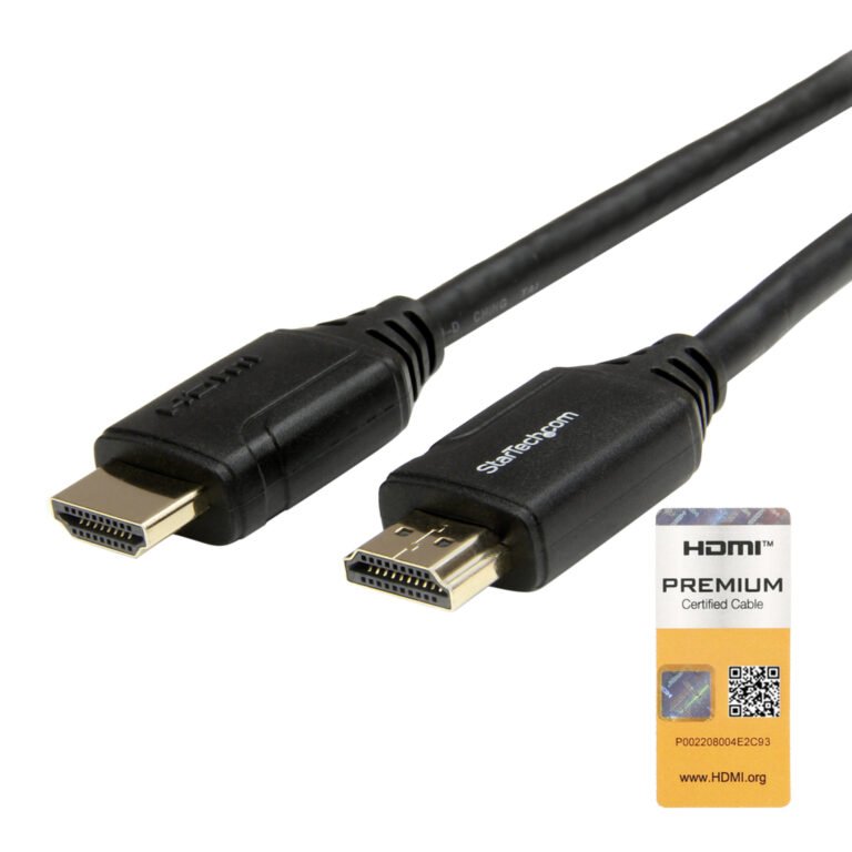 StarTech.com 1.6ft (50cm) Premium Certified HDMI 2.0 Cable with Ethernet - High Speed Ultra HD 4K 60Hz HDMI Cable HDR10 - HDMI