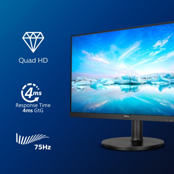 Philips V Line 275V8LA/00 computer monitor 68.6 cm (27") 2560 x 1440 pixels Quad HD LED Black - Image 3