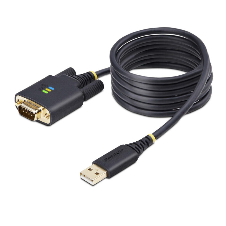 StarTech.com 6.6ft (2m) USB to Serial Adapter Cable, COM Retention, Interchangeable Screws/Nuts, USB-A to DB9 RS232, FTDI IC, E