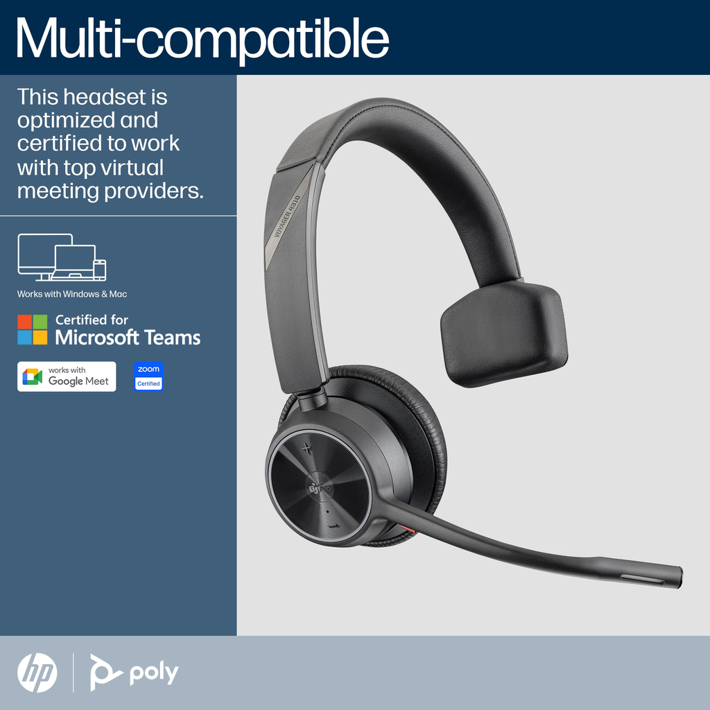 POLY Voyager 4310 Microsoft Teams Certified Headset +BT700 dongle +Charging Stand - Image 5