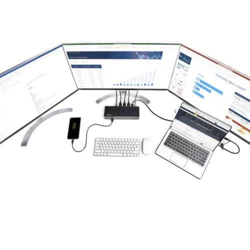 StarTech.com USB-C & USB-A Dock - Hybrid Universal Triple Monitor Laptop Docking Station DisplayPort & HDMI 4K 60Hz - 85W Power - Image 9