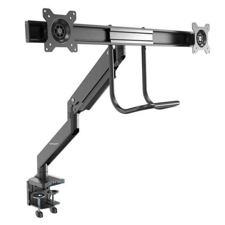 StarTech.com Desk Mount Dual Monitor Arm with USB & Audio - Slim Full Motion Adjustable Dual Monitor VESA Mount for up to 32" D