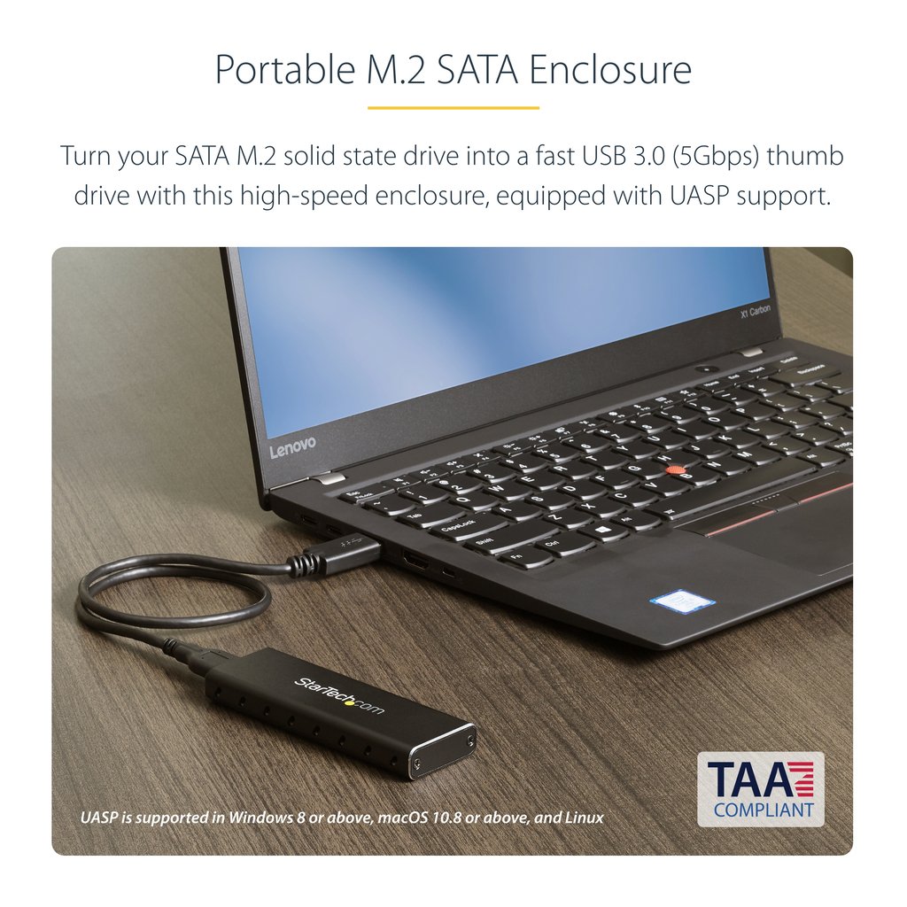 StarTech.com M.2 SSD Enclosure for M.2 SATA SSDs - USB 3.0 (5Gbps) with UASP - Image 12