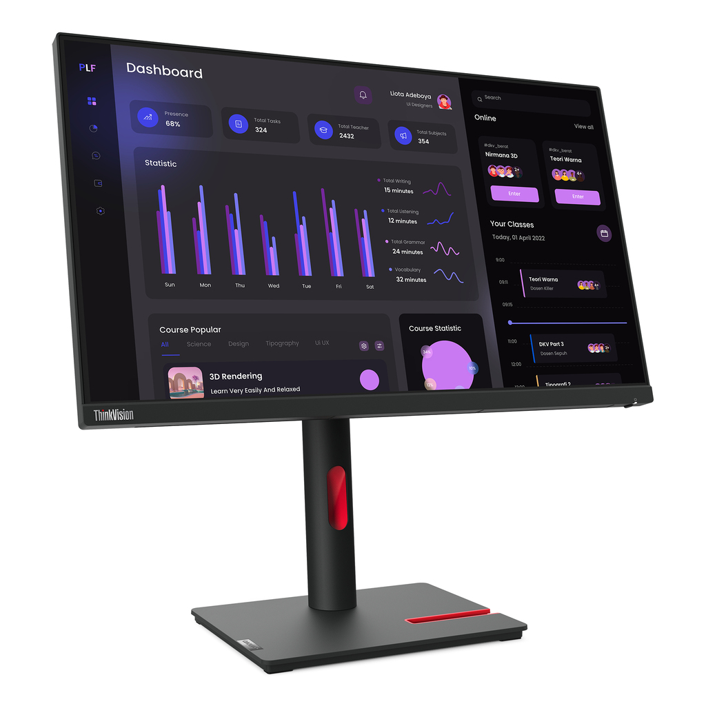 Lenovo ThinkVision T24i-30 LED display 60.5 cm (23.8") 1920 x 1080 pixels Full HD Black - Image 6