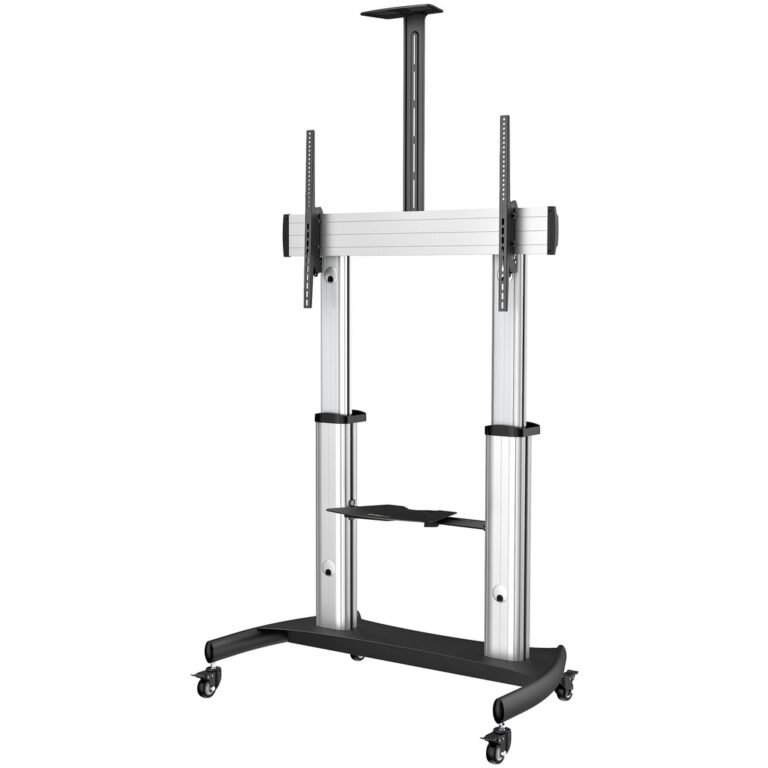 StarTech.com Mobile TV Stand - Heavy Duty TV Cart for 60-100" Display (100kg/220lb) - Height Adjustable Rolling Flat Screen Flo