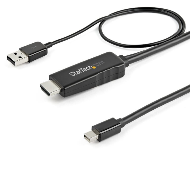 StarTech.com 3ft (1m) HDMI to Mini DisplayPort Cable 4K 30Hz - Active HDMI to mDP Adapter Converter Cable with Audio - USB Powe