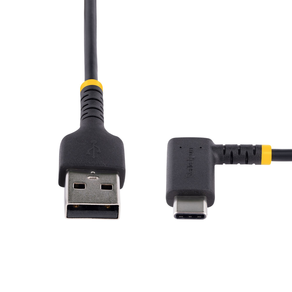 StarTech.com 3ft (1m) USB A to C Charging Cable Right Angle - Heavy Duty Fast Charge USB-C Cable - Black USB 2.0 A to Type-C - - Image 4