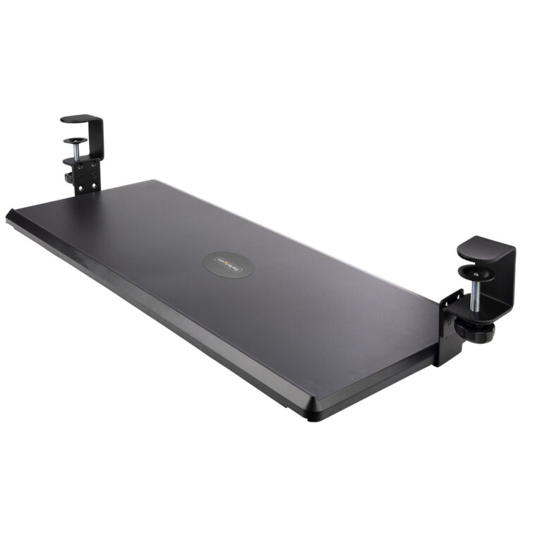 StarTech.com Under-Desk Keyboard Tray, Clamp-on Ergonomic Keyboard Holder, Up to 12kg (26.5lb), Sliding Keyboard and Mouse Draw