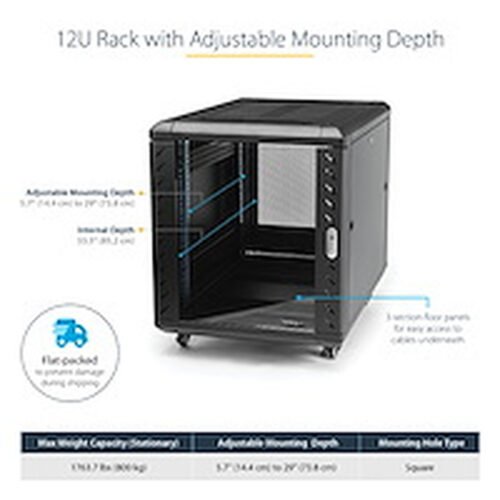 StarTech.com 4-Post 12U Server Rack Cabinet, Lockable 19" Data Rack Cabinet for Computer / AV / IT Equipment, Office / Home Net - Image 8