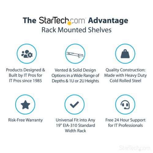 StarTech.com 1U Server Rack Shelf, Universal Rack Mount Cantilever Tray for 19" Network Equipment Rack/Cabinet, Heavy Duty Stee - Image 8