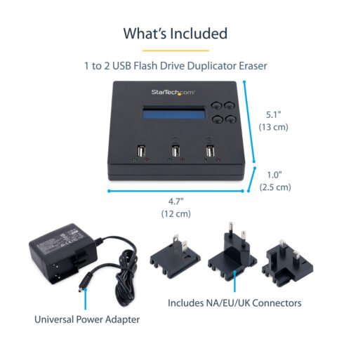 StarTech.com Standalone 1 to 2 USB Thumb Drive Duplicator and Eraser, Multiple USB Flash Drive Copier, System and File and Whol - Image 19