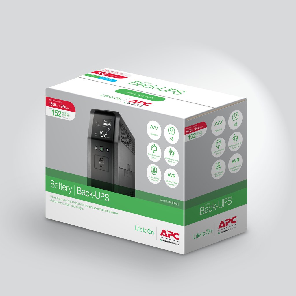 APC Back-UPS Pro, 1600VA/960W, Tower, 230V, 8x IEC C13 outlets, Sine Wave, AVR, USB Type A + C ports, LCD, User Replaceable Bat - Image 15