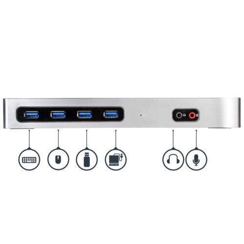 StarTech.com USB-C & USB-A Dock - Dual Monitor 4K 60Hz Dock DisplayPort + HDMI - Hybrid USB 3.0 Docking Station for USB-C or US - Image 12